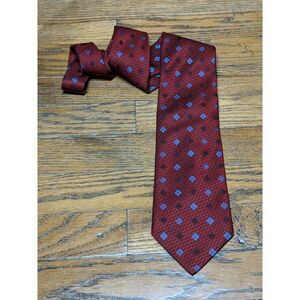 Nordstroms Mens‎ Silk Neck Tie Red Blue Square Geometric Smartcare Italy